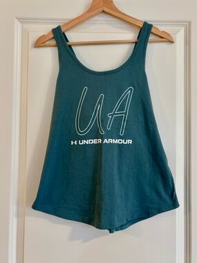 Under Armour Teal-Green Logo Scoop Tank